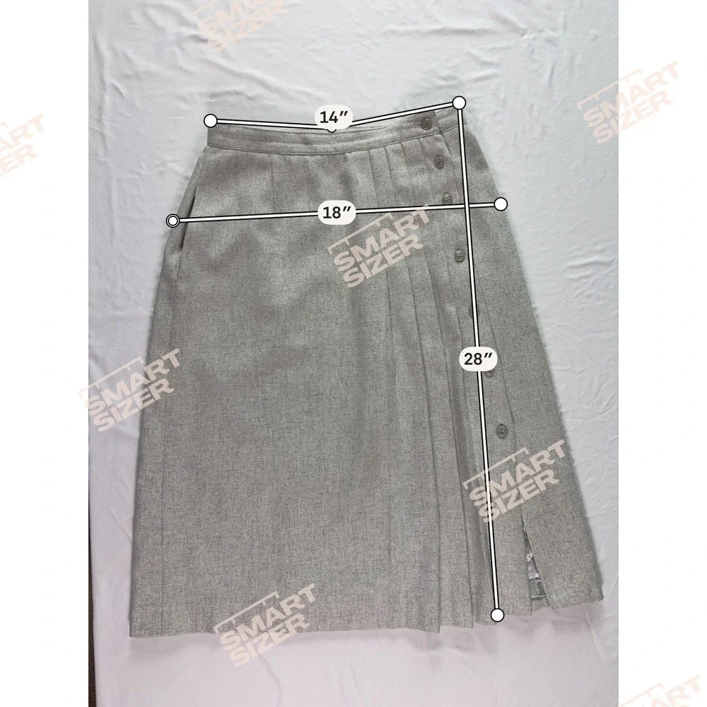 Vintage Wool Blend Pleated Midi Skirt Women Size S/M Gray Dark Academia Preppy - Picture 3 of 6